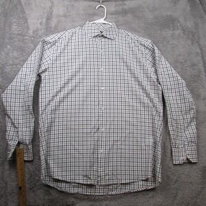 Steven Land Dress Shirt Mens 17 36/37 White Check Modern Fit Dress Long Sleeve